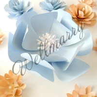 Бумажный цветок для оформления "Сюзанна" голубого цвета